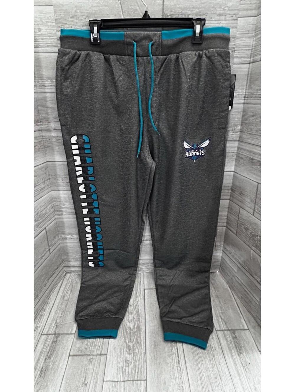 Charlotte Hornets UNK Jogger Sweatpants Men’s Large Gray Teal NBA New